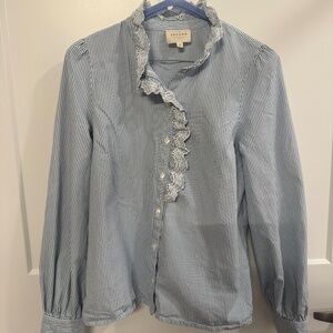 Sezane Chlo Shirt in Blue White Stripes